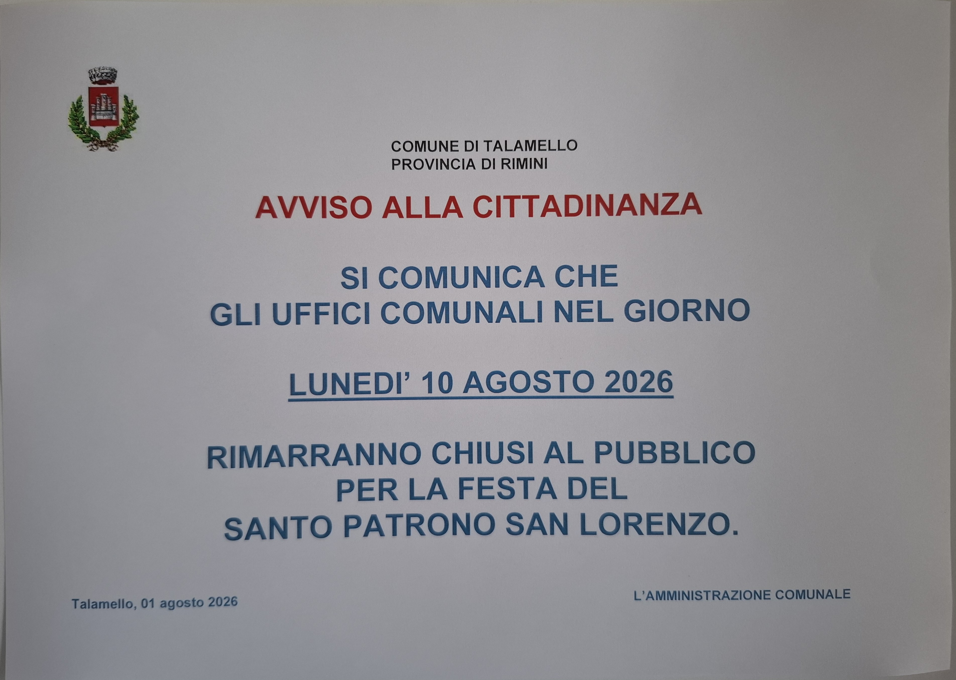 Chiusura 10 agosto